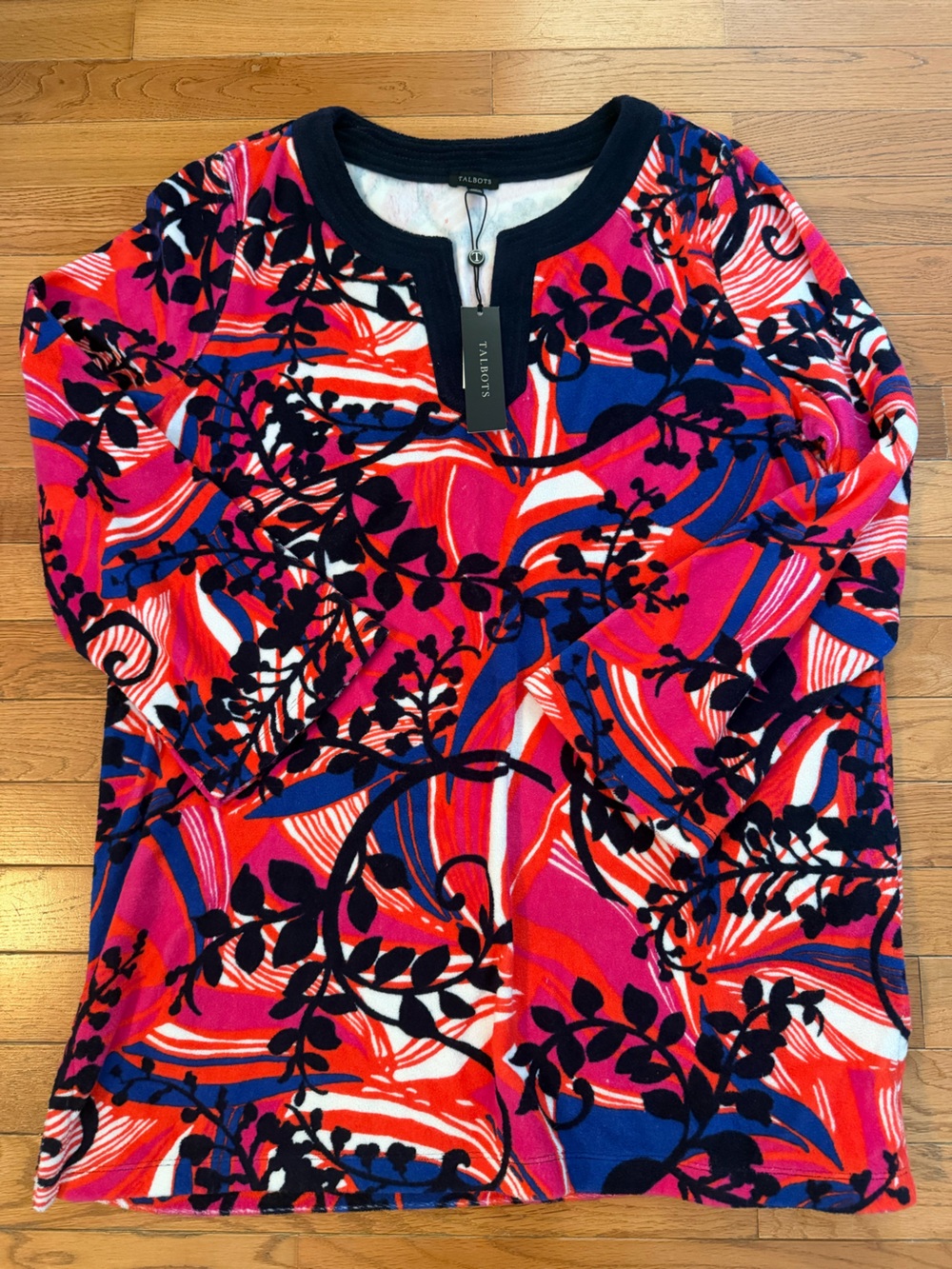 Talbots Vibrant Floral Cover-up- Hot Pink, Blue & Black